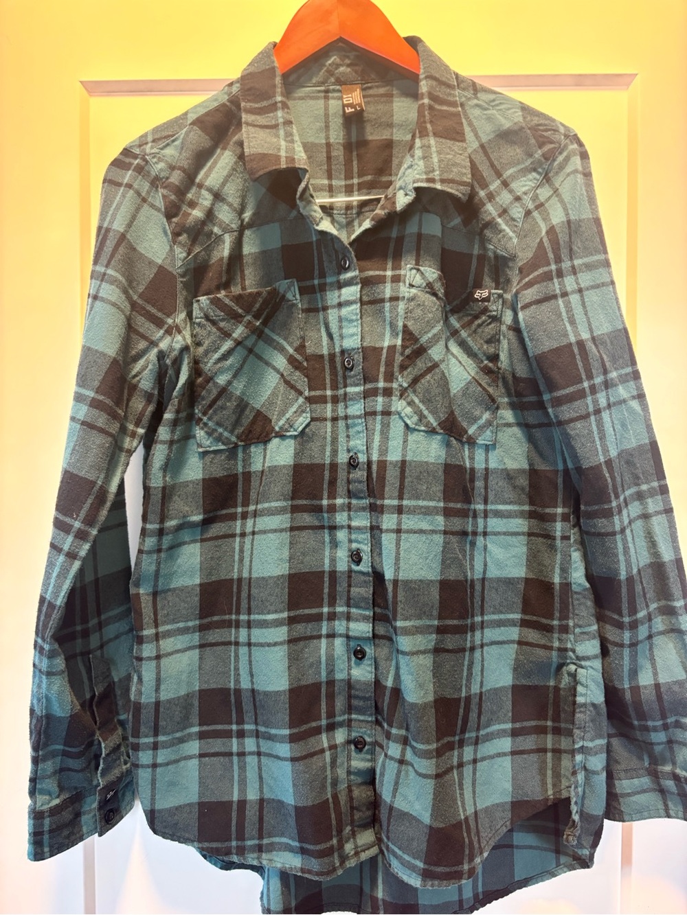Fox racing Blue and Black Plaid women’s Flannel Shirt